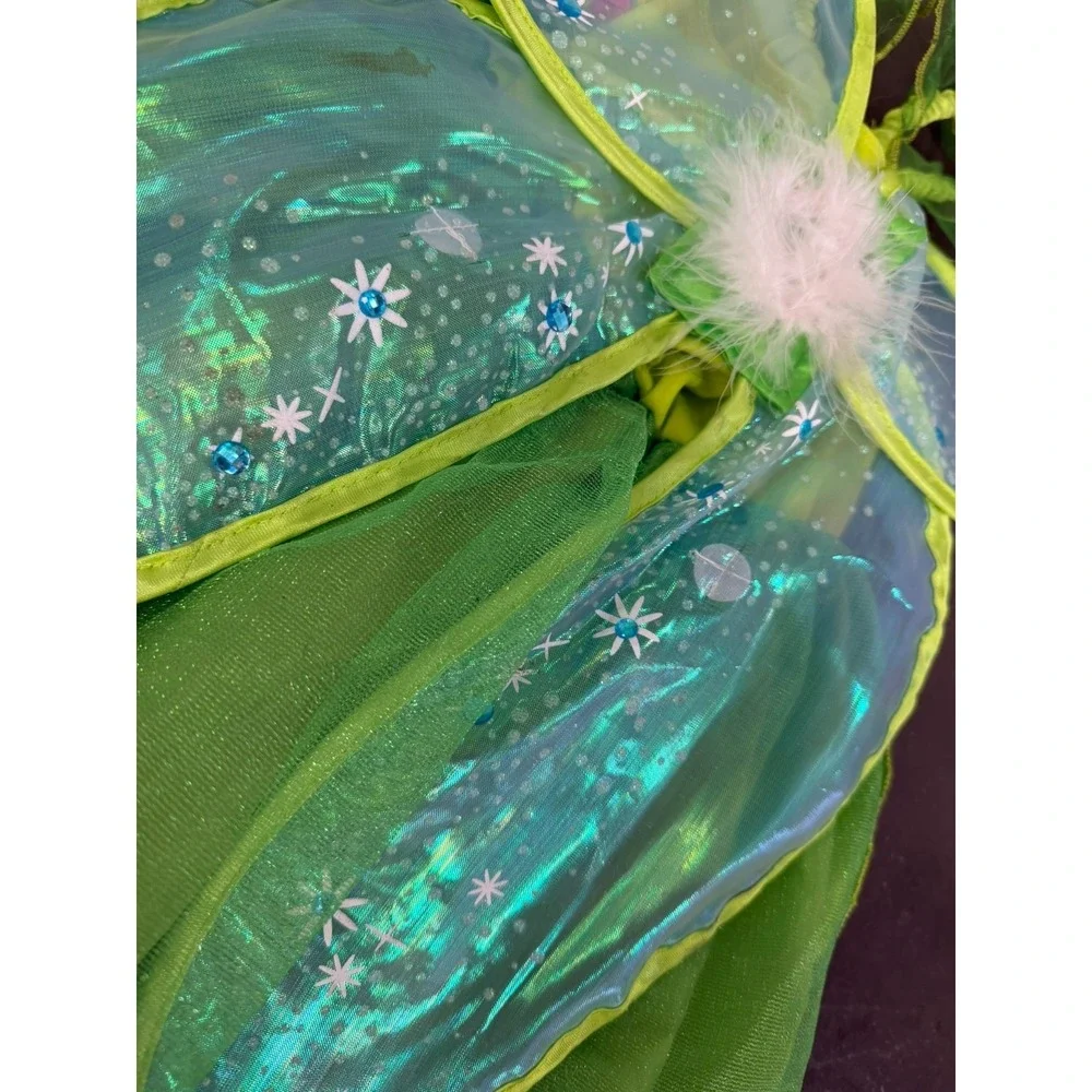 Disney Store Tinker Bell Costume Dress Girls Green Wings Fairy Halloween